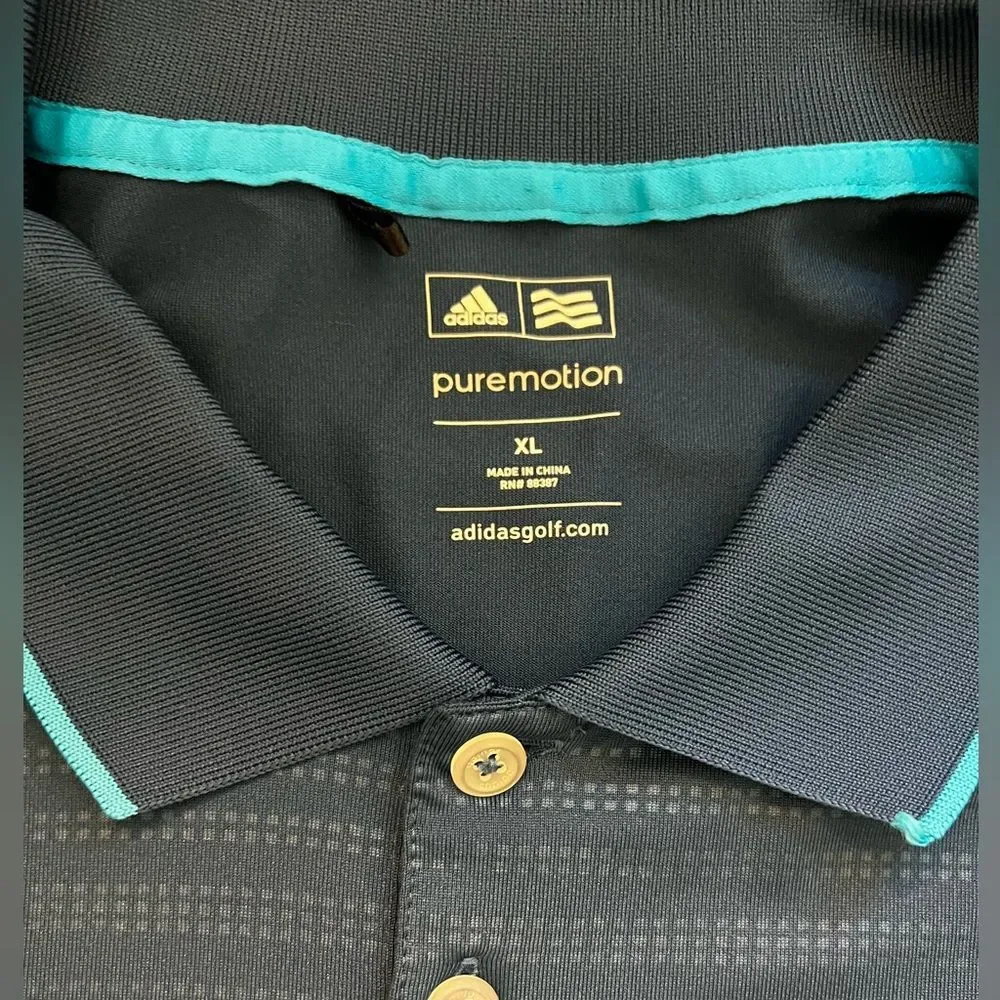Adidas Mens Puremotion Golf Polo Shirt Short Sleeve Stripe Collared Navy Size XL - Picture 3 of 12
